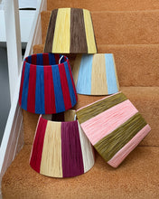 Load image into Gallery viewer, SCARLET/LAPIS NARROW STRIPES LAMPSHADE