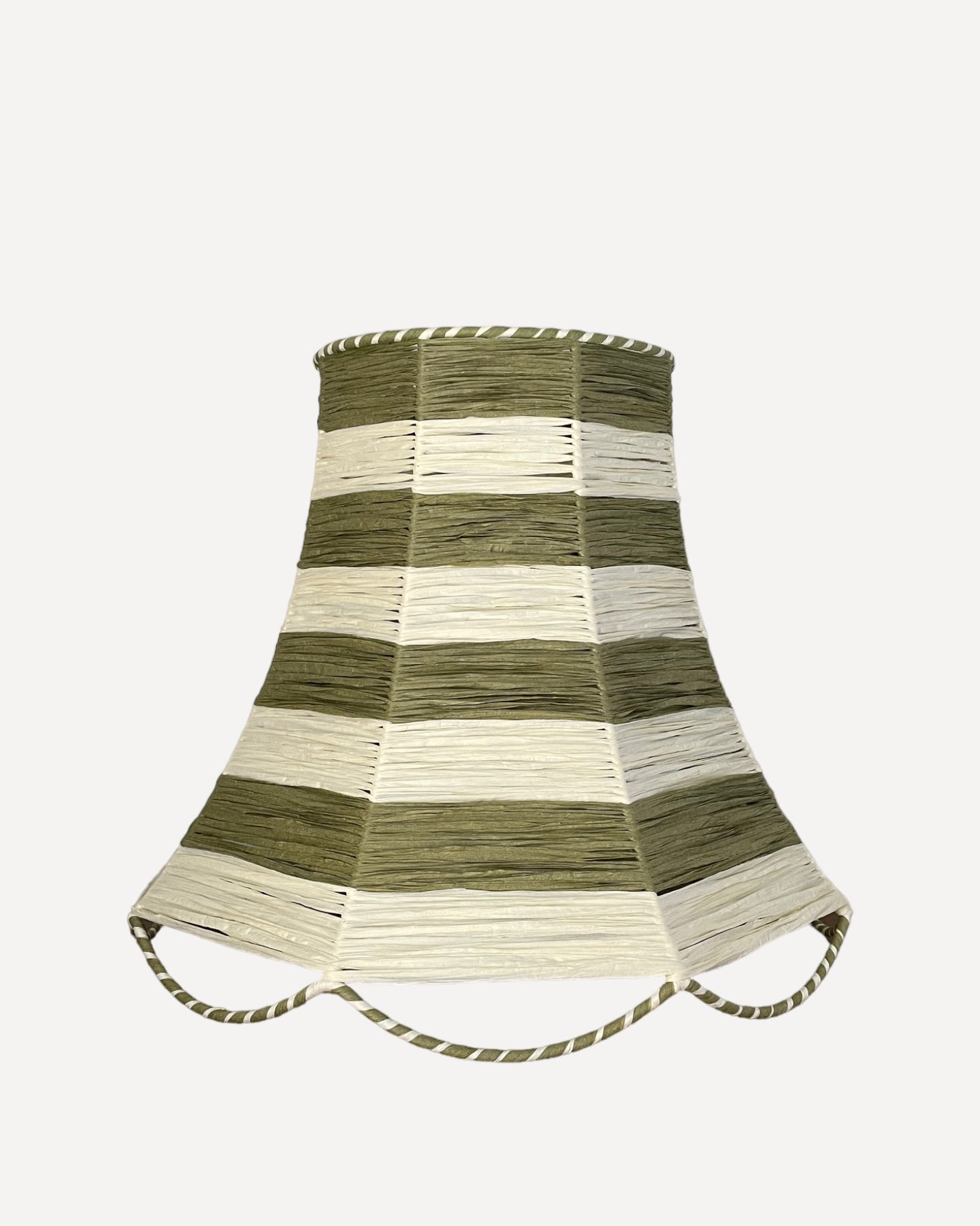 SCALLOP LAMPSHADE, OLIVE/IVORY