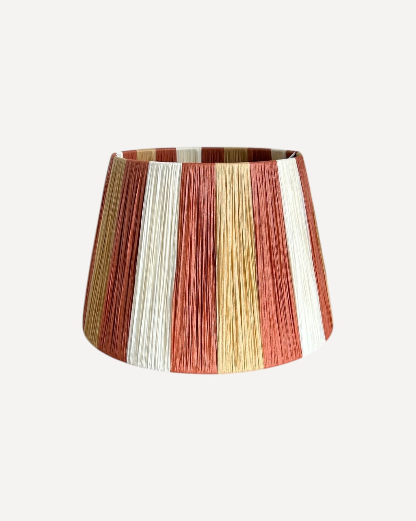 TERRACOTTA/CANE/BONE NARROW STRIPES LAMPSHADE